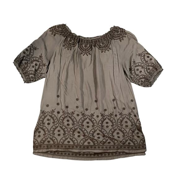 Sundance Floral Embroidered Mock Neck Mini Dress - L - Picture 3 of 3